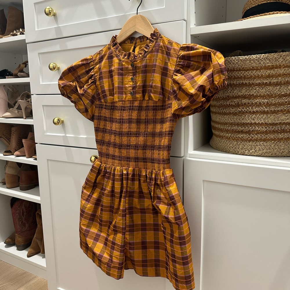 Anthropologie Puff sleeve smocked Romper XXS Maeve - Picture 4 of 7